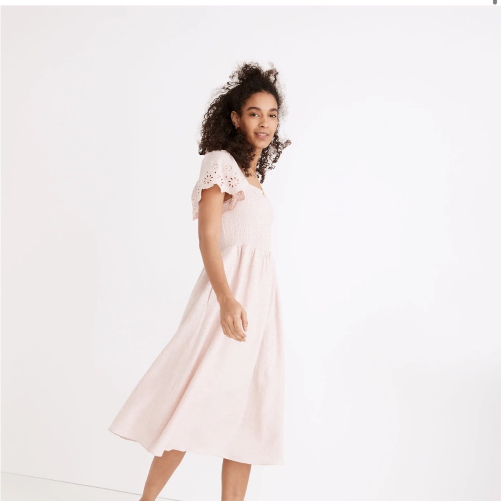Madewell Lucie Pink Eyelet Sleeve Dress